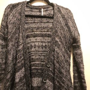 Free People gray striped open knit cardigan